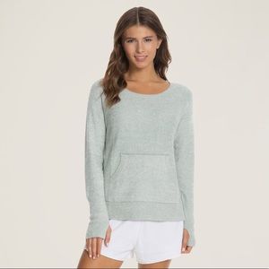 Barefoot Dreams CozyChic Lite Raglan Crew - Heathered Meadow Green Size M